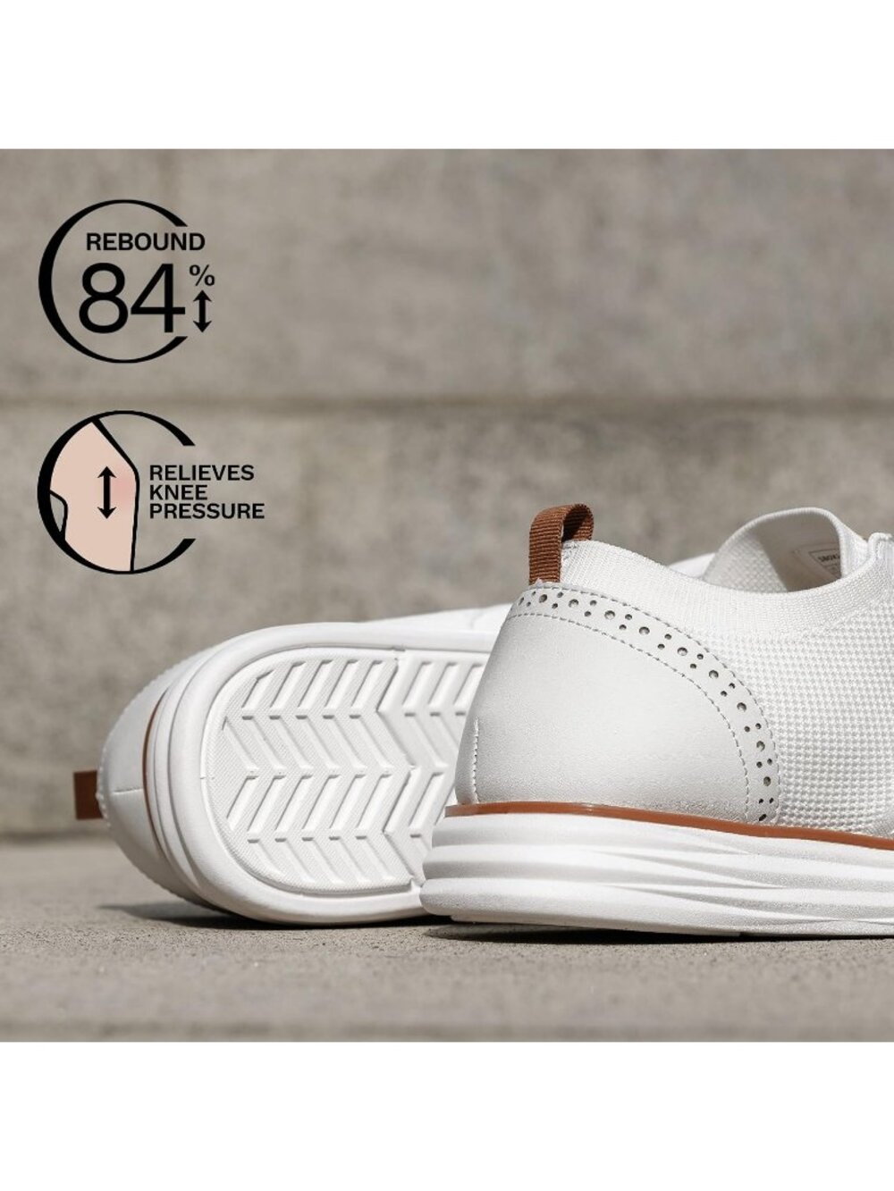 Men's White Knit Mesh Dress Sneakers Lace Up Casual Walking Oxford Shoes - Picture 5 of 6